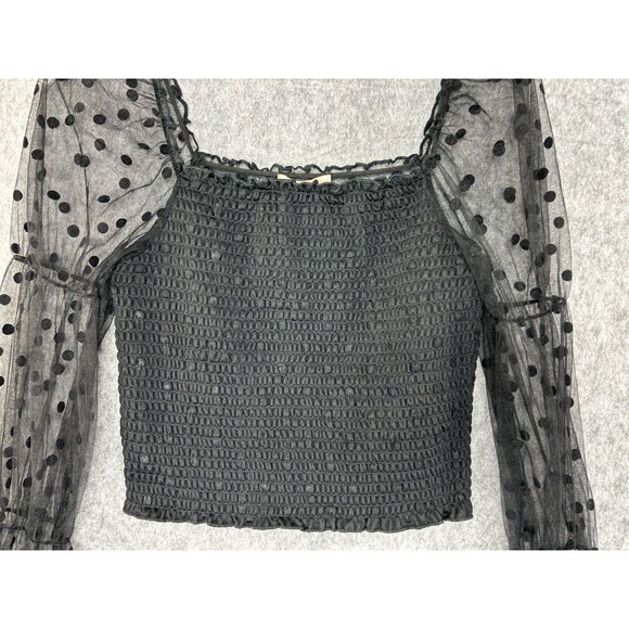 Evolutionary Black Sheer Overlay Top Long Sleeve Whimsigoth Fairy Size M - Picture 3 of 9